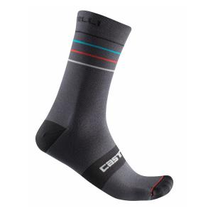 CASTELLI カステリ 4522038 ENDURANCE 15 SOCK（サイクルソックス）：030 DARK GRAY/SKY BLUE-RED｜selectit-plus