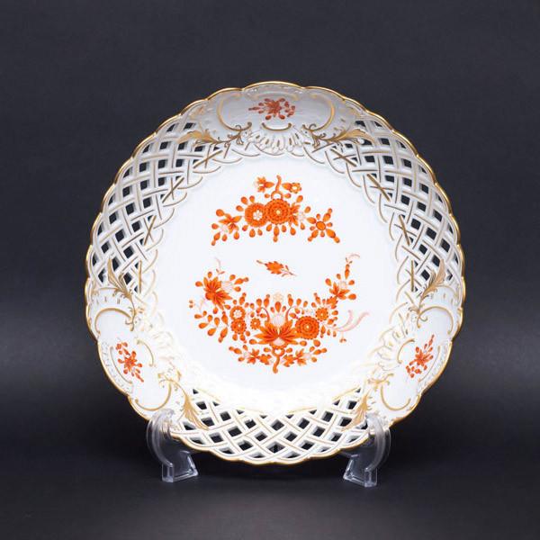 マイセン インドの華（コーラル） 25cmメッシュボウル