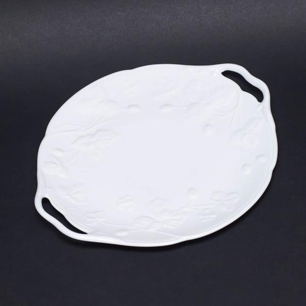 ミントン ヴィクトリアストロベリーホワイト ハンドル付きケーキプレート