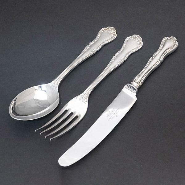 マッピン＆ウェッブ ラッセルパターン デザートナイフ＆フォーク＆スプーンセット（マッピンプレート）