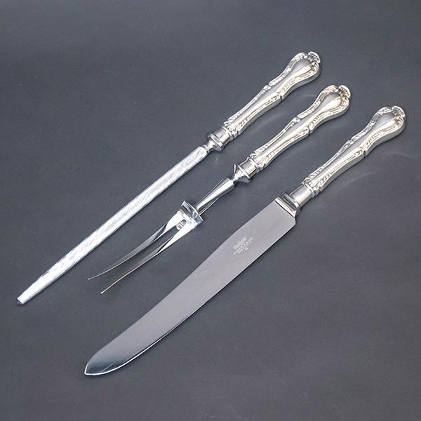 マッピン＆ウェッブ ラッセルパターン サービングナイフ＆フォーク、シャープナーセット