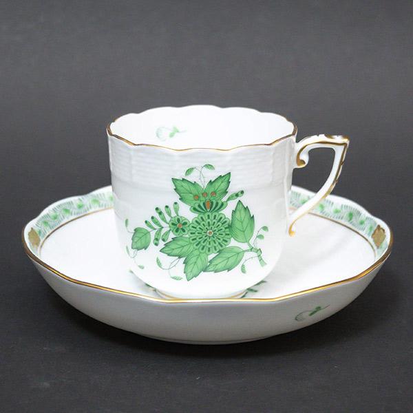 ヘレンド アポニー・グリーン モカカップ＆ソーサー（170ml）