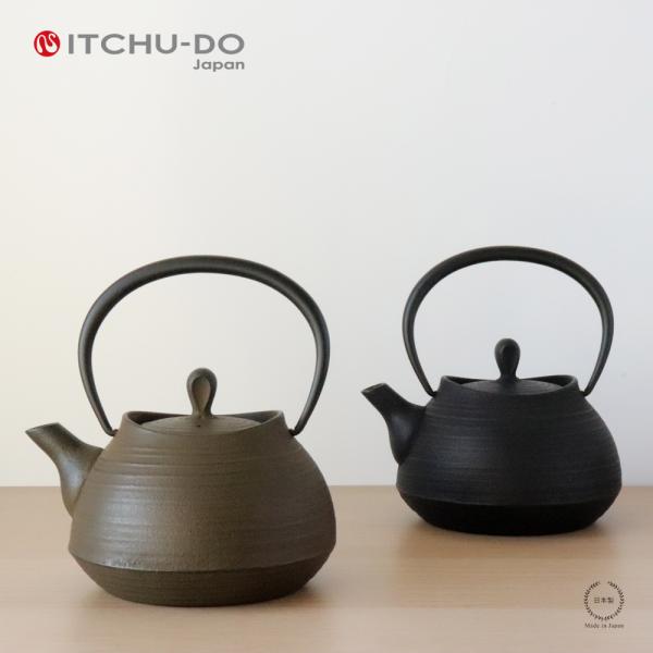 壱鋳堂 ITCHU-DO 鉄瓶　刷毛目 さび茶仕上げ 1L 南部鉄器 51007