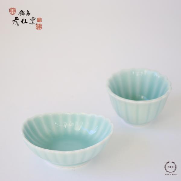 鍋島虎仙窯 鍋島青磁 菊豆鉢 / 菊楕円豆鉢