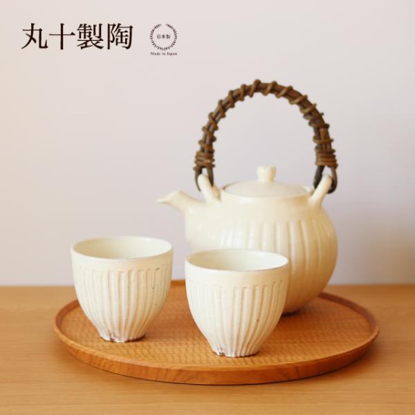 丸十製陶 湯呑 縞 粉引