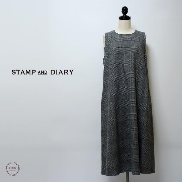 スタンプアンドダイアリー グレンチェック ノースリーブフレアワンピース sd303aw26