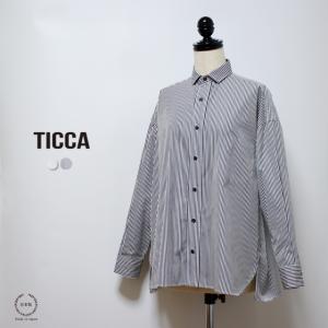 TICCA ティッカ  ハリ＆光沢のある綿100%生地　 ドレープが美しいゆったりシルエットのスクエアビッグシャツ｜selectpenguin