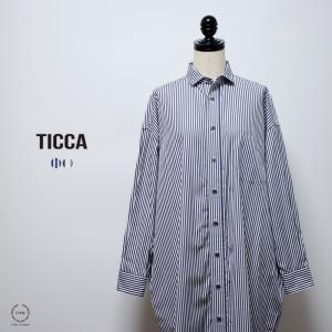 TICCA ティッカ 日本製 バンドカラーストライプビッグシャツ
