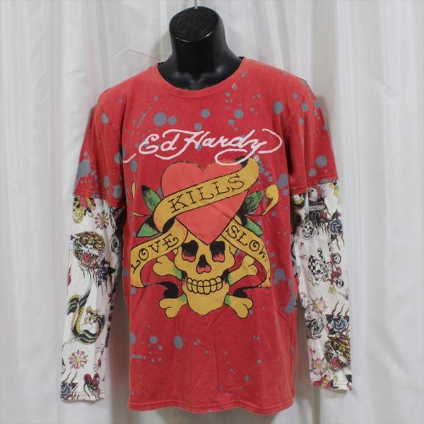 エドハーディー ed hardy メンズダブルスリーブＴシャツ 長袖 LOVE KILLS SLOW...