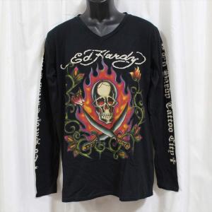 エドハーディー ED HARDY メンズ長袖Tシャツ ブラック Lサイズ M03GTC303 新品 Vネック 黒｜selectshop-blume