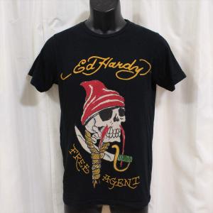 エドハーディー ed hardy メンズ半袖Tシャツ ブラック FREE AGENT 新品 黒 アメリカ製｜selectshop-blume