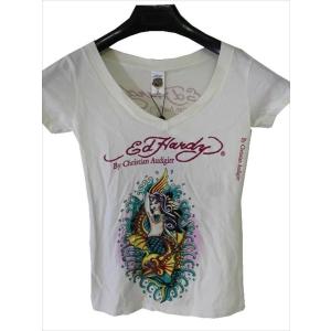 エドハーディー ed hardy レディース 半袖Tシャツ W02VNEK298 マーメイド ホワイト 新品 Vネック｜selectshop-blume