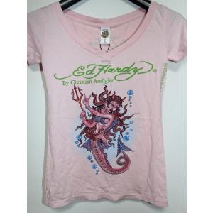 エドハーディー ed hardy レディース 半袖Tシャツ Sサイズ W02VNEK167 デビルマーメイド ピンク 新品 Vネック｜selectshop-blume