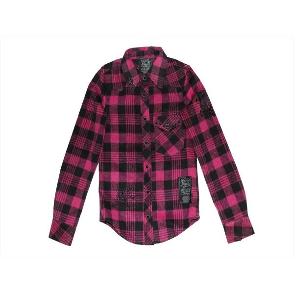 エドハーディー ed hardy レディース フランネル チェックシャツ ピンク XSサイズ 新品