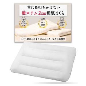 極スリム2cm 睡眠まくら 極低 首や肩の負担を減らす 枕 低め 低い枕 薄い枕 首が痛くならない 洗える枕 通気性 仰向け 横向き 高さ調節 （極スリム2cm）