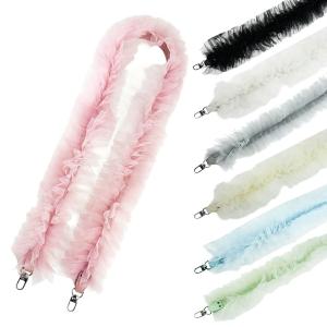 スマホショルダー フリル チュール 全7色 ストラップ ギャザー レース 紐 コード ボリューム 肩掛け 斜めがけ 携帯 バッグ ベルト レディース 可愛い