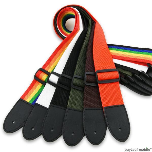 ギター ストラップ 全6色 シンプル ベルト 紐 アコギ エレキギター ベース アコースティックギタ...