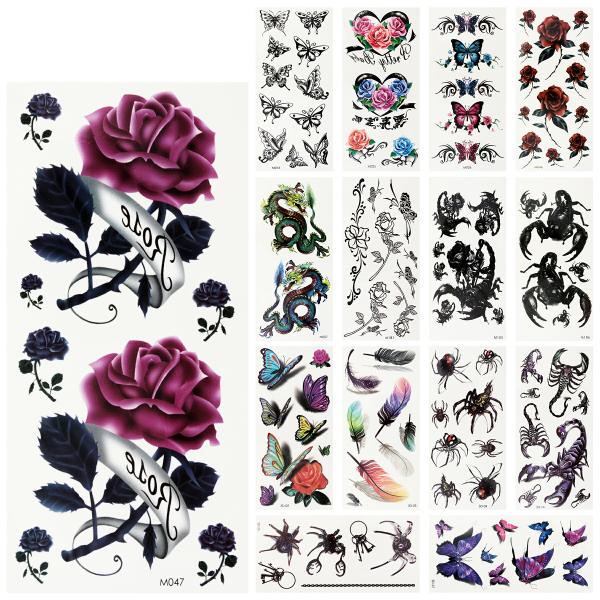 タトゥーシール 選べる 全15種 ボディー ペイント タトゥー 長持ち ハロウィン バラ サソリ 花...
