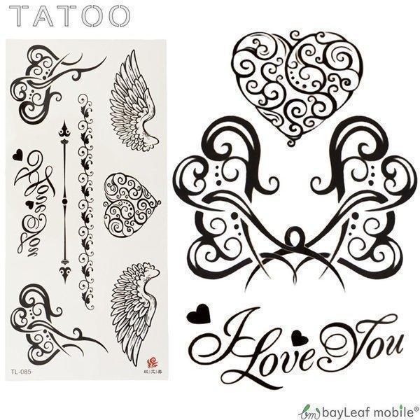 タトゥーシール タトゥー シール ペイント 3D 羽根 ハート 防水 ボディシール TATOO 入れ...