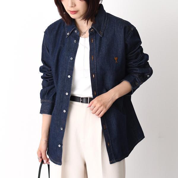 【ラスト1点】AMI PARIS アミパリス シャツ トップス Ami de Coeur インディゴ...