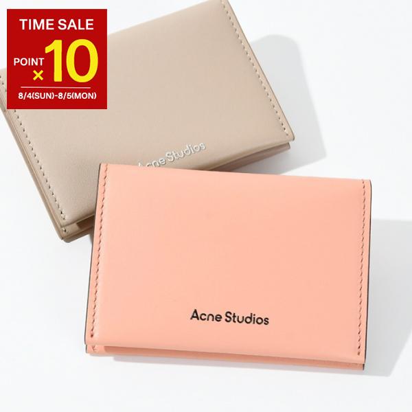 ACNE STUDIOS アクネストゥディオズ スモールレザーウォレット ピンク ベージュ ロゴ レ...