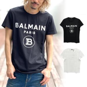 バルマン BALMAIN メンズ PARIS ロゴ コットン Tシャツ BLACK ブラック 