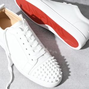 Christian Louboutin クリスチャンルブタン Louis Junior スパイク スニーカー BIANCO ホワイト カーフスキン 靴 メンズ スタッズ ローカット 11305733047｜selectshopfelice