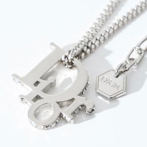 DIOR ディオール ネックレス ペンダント アクセサリー N1284HOMMT シルバー メンズ 真鍮 アクセ パラジウム ホワイトクリスタル ロゴ