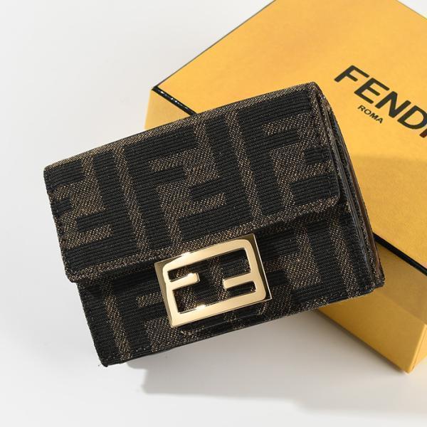 FENDI フェンディ 三つ折り財布 8M0395 A98P レディース ロゴ ファブリック BRO...
