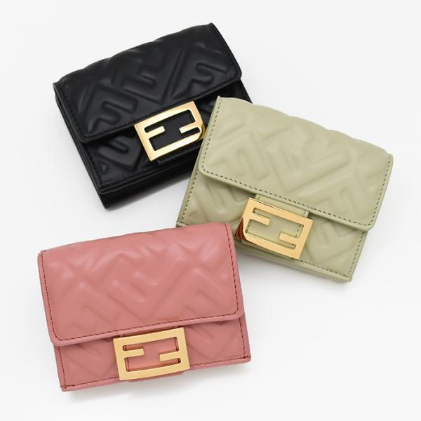 FENDI フェンディ 財布 レザーミニウォレット 8M0395 AAJD  3つ折り コンパクト ...