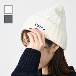 GANNI ガニー 帽子 ベレー帽 ロゴ リブ A4430 レディース