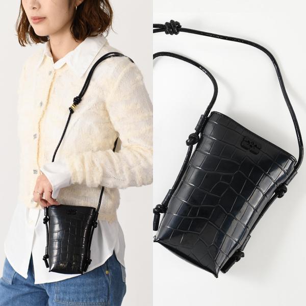 GANNI ガニー バッグ ショルダーバッグ CROCO PATENT BOU CROSSBODY ...