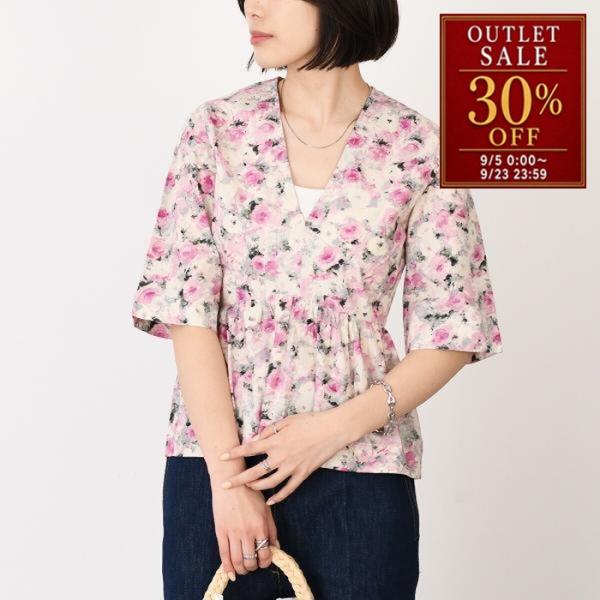 GANNI ガニー トップス フローラル ブラウス シャツ F8710 レディース ピンク フラワー...