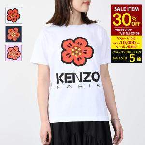 KENZO ケンゾー Tシャツ トップス BOKE FLOWER ルーズ Tシャツ FD52TS0394SO ロゴT レディース ホワイト ブルー ピンク 花 フラワー ロゴ 半袖 ラウンドネック