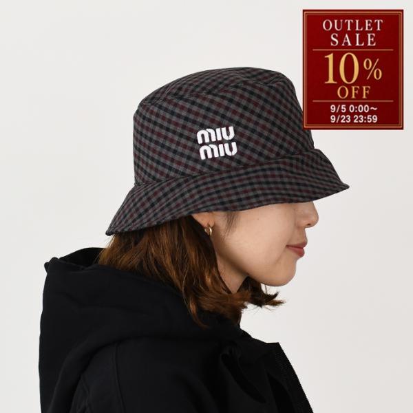MIU MIU ミュウミュウ 帽子 ハット ギンガムチェック バケットハット レディース GRANA...