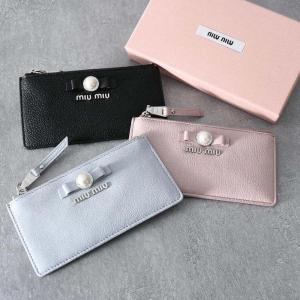 新品 ミュウミュウ MIU MIU カードケース マドラスパール ブラック 黒
