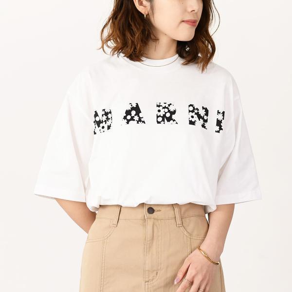 MARNI マルニ Tシャツ トップス カットソー Pop Fields ロゴ コットンTシャツ H...