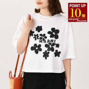 新品 MARNI ジャージーTシャツ マルニスクリブルロゴ入り レディース MARNI（マルニ） トップス Tシャツ スクリブルロゴ オーバーサイズ