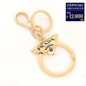 【美品】PRADA プラダ サフィアーノ トライアングルロゴ レザーキーリング PRADA（プラダ） キーチャーム キーリング サフィアーノレザー 1PP185