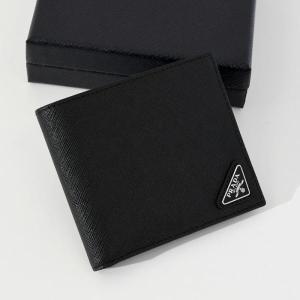 ⭐️ 極美品 プラダ サフィアーノ トライアングル コンパクト 折り財布 ブラック プラダ 三つ折り財布 レディース サフィアーノ トライアングル