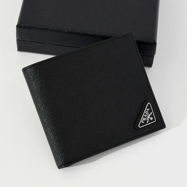 PRADA プラダ 二つ折り財布 サフィアーノ SAFFIANO トライアングル ロゴ 2つ折り財布...