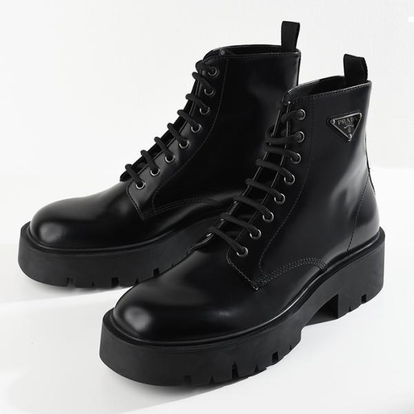 【ラスト1点】PRADA プラダ ブーツ シューズ 2TG242B4L ブラッシュドレザー コンバッ...
