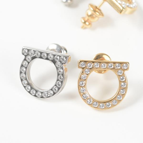 【ラスト1点】FERRAGAMO フェラガモ ガンチーニ クリスタル ピアス 760122 6965...