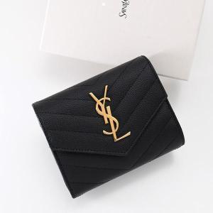 ⭐️未使用級⭐️　サンローラン　YSL　カサンドラ　ミディアムウォレット　黒 カサンドラ シャドウ SAINT LAURENT コンチネンタルウォレット
