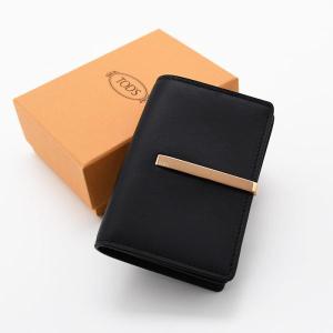 TOD'S トッズ カードホルダー レザー ビジネス カードケース XAWDBM58200ROR レディース ブラック カーフレザー バレッタメタル ロゴ 名刺入れ