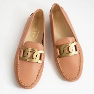 確認用　Tod's 型押し 金具 ローファー シューズ ピンクベージュ 37 美品 Tod's トッズ 型押し ダブルT金具ローファー シューズ