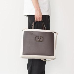 VALENTINO ヴァレンティノ バッグ BAG 鞄 Vロゴキャンバスバッグ B0B91 ZKX メンズ BROWN WHITE ブラウン ホワイト 大容量 おすすめ