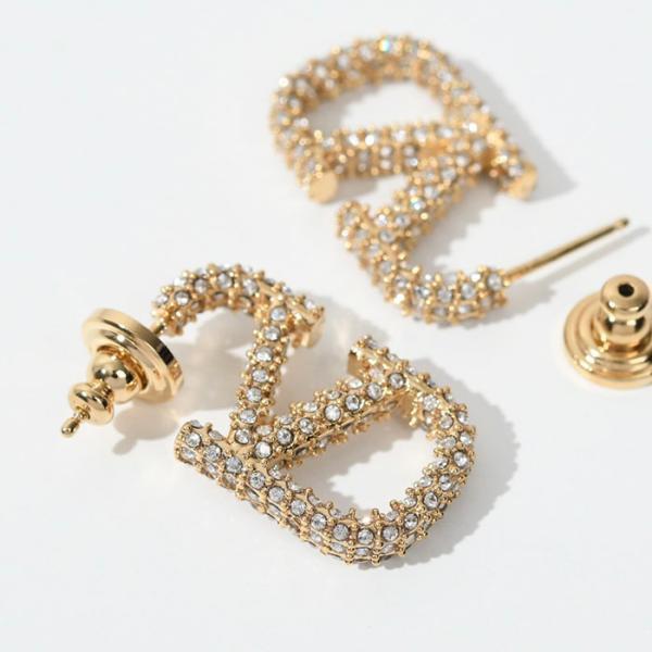 VALENTINO ヴァレンティノ ピアス アクセサリー J0G73 YCW Vロゴメタル クリスタ...