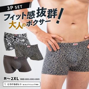 ボクサーパンツ メンズ セット 3枚 和柄 まとめ買い 福袋 ローライズ アンダーウェア ボクサーブリーフ 上向き 前閉じ ブランド 下着 とろけるぱんつ｜selectshopmad