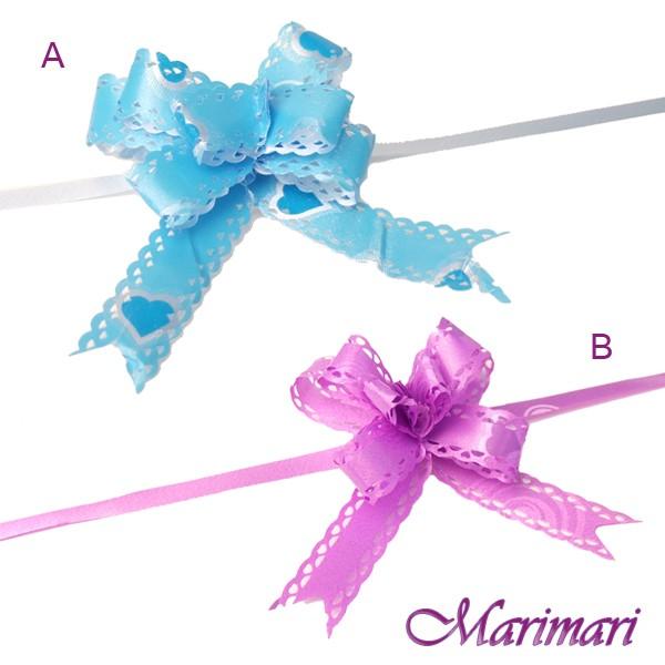 ラッピング用ワンタッチリボン 12mm幅 ハート模様 縁フリル レースカッティング　CB【RAKU】